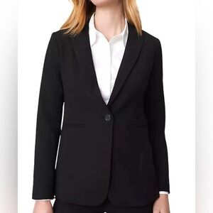 Ann Taylor Black Virgin Wool One Button Blazer Jacket Women’s Size 12 Large L